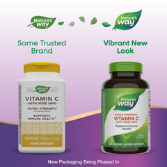 Nature's Way Vitamin C Rose Hips label shows 1000 mg per serving.