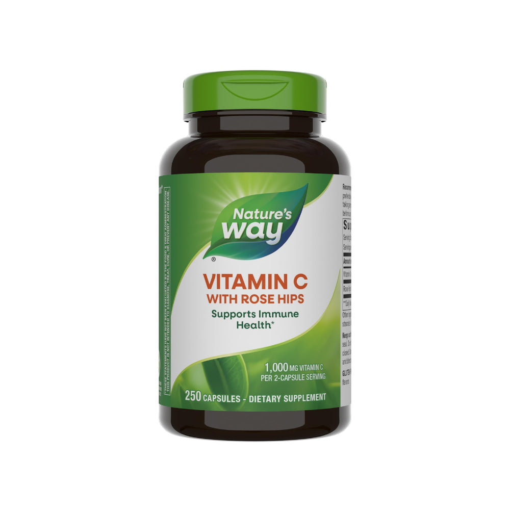 Nature's Way Vitamin C with Rose Hips bottle front showing antioxidant support