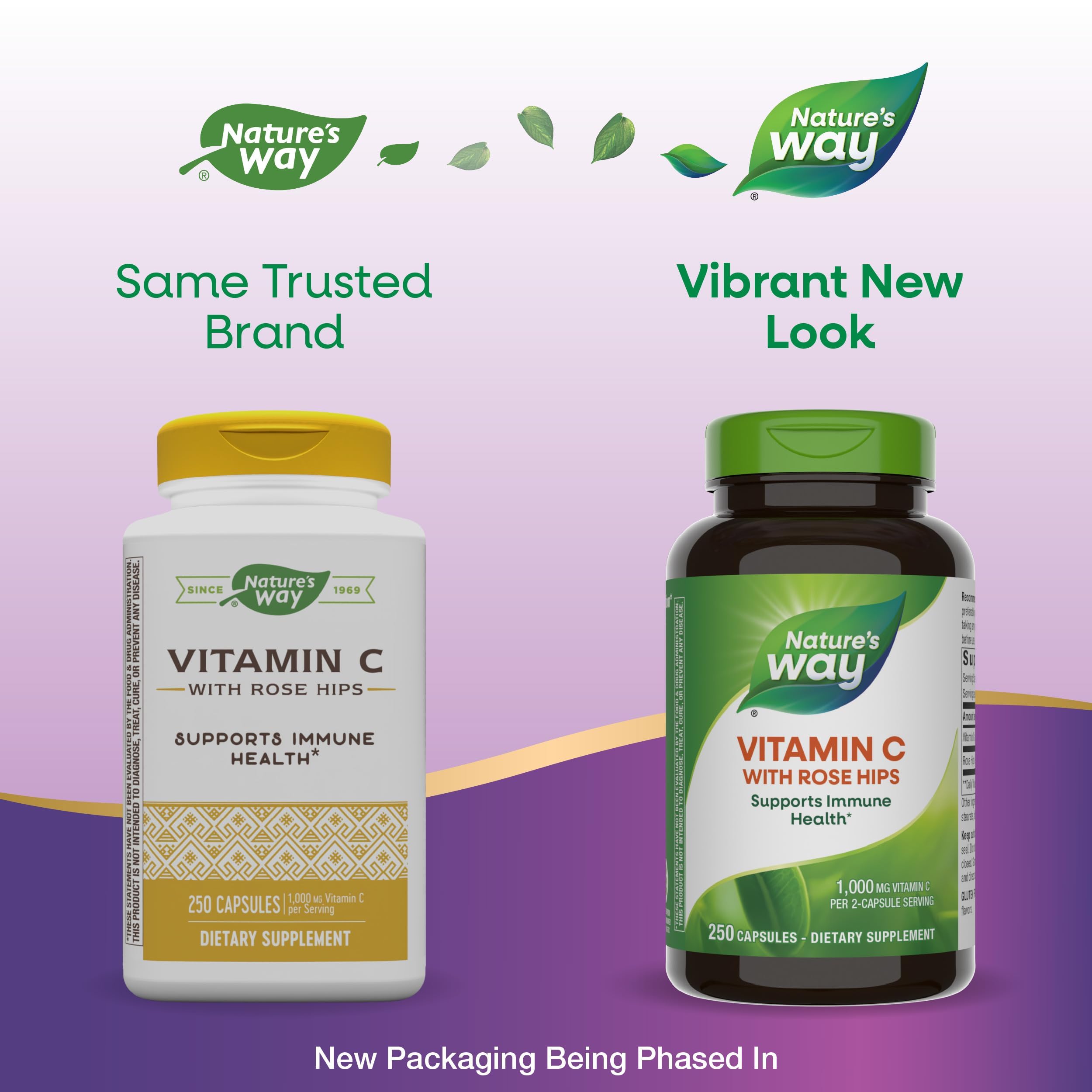 Nature's Way Vitamin C with Rose Hips features rose hips fruit for natural nutrients