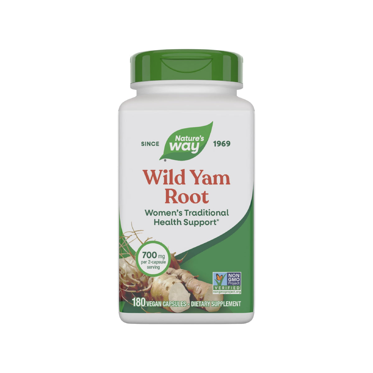 Nature's Way Wild Yam Root bottle with capsules for daily wellness support
