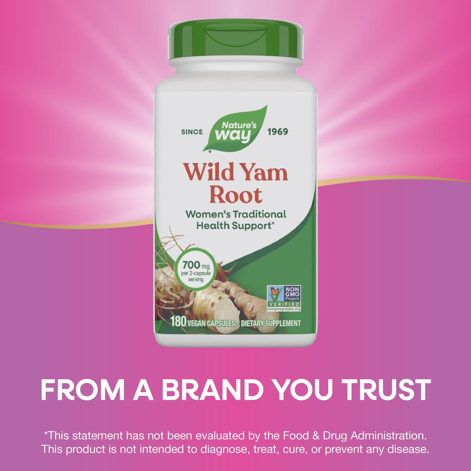 Nature's Way Wild Yam Root dietary supplement with 700 mg per serving
