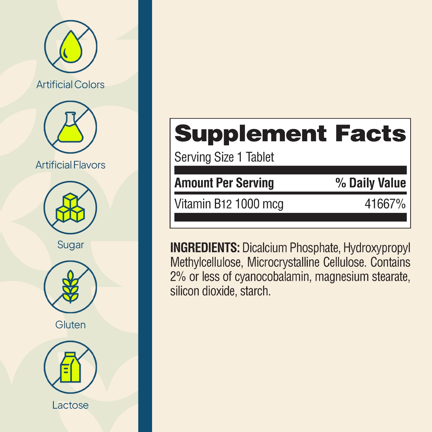 Nature's Wonder B12 bottle beside calendar for timed-release routine supporting consistency