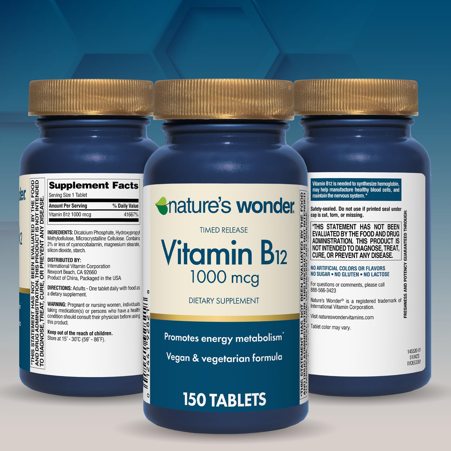 Nature's Wonder B12 bottle with glass signals easy daily use and consistent intake