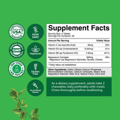 Natures Craft 200mg magnesium glycinate chewable close-up label emphasizes high absorption