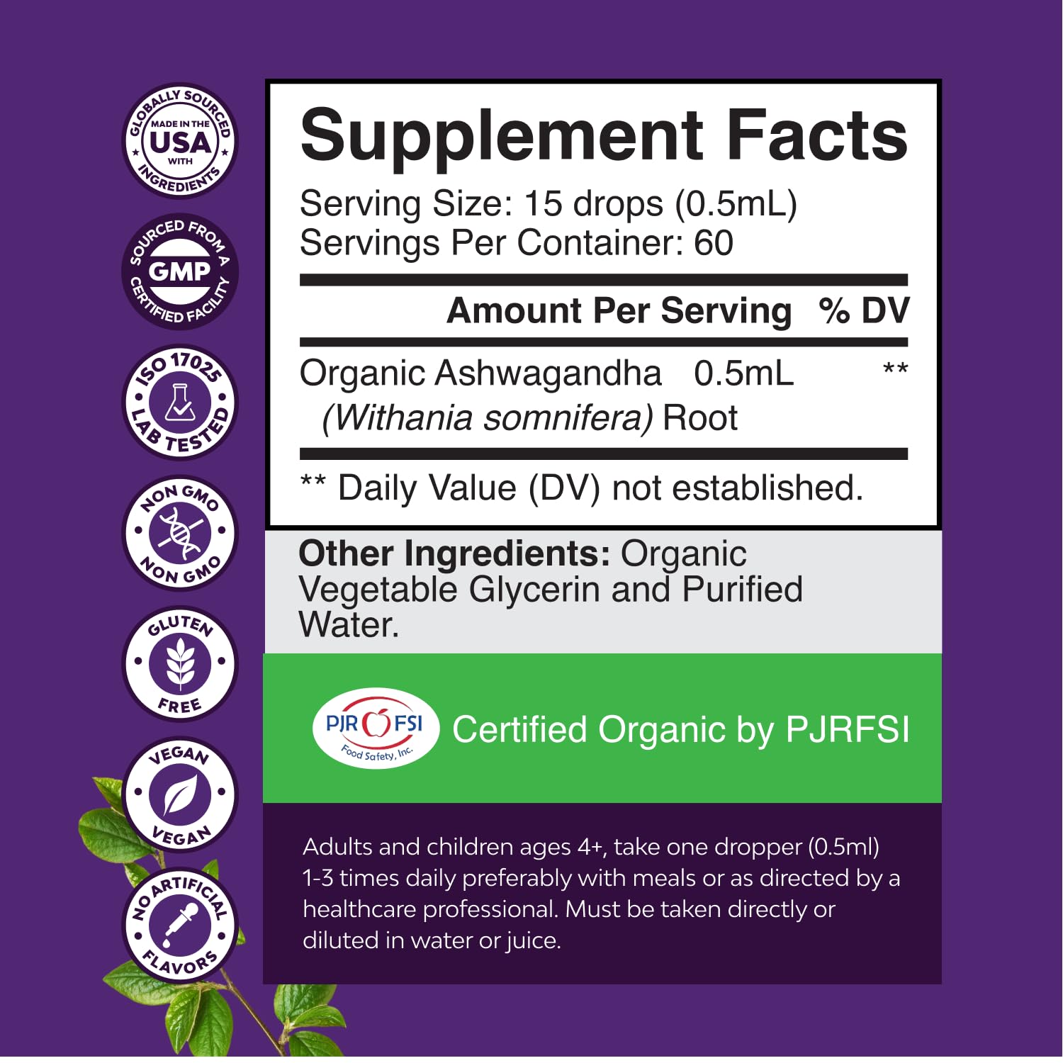 Natures Craft Ashwagandha Drops dropper for easy dosing in daily routines