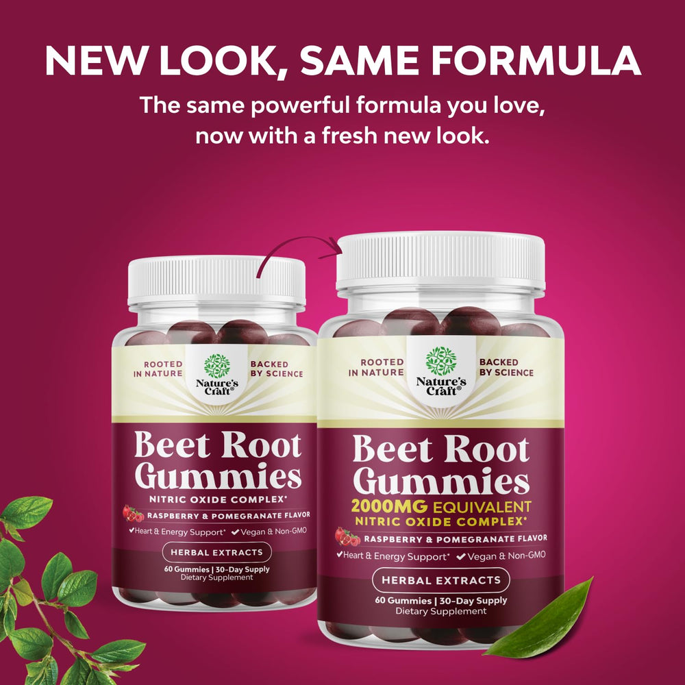 Natures Craft Beet Root Gummies pour bottle showing convenient daily use