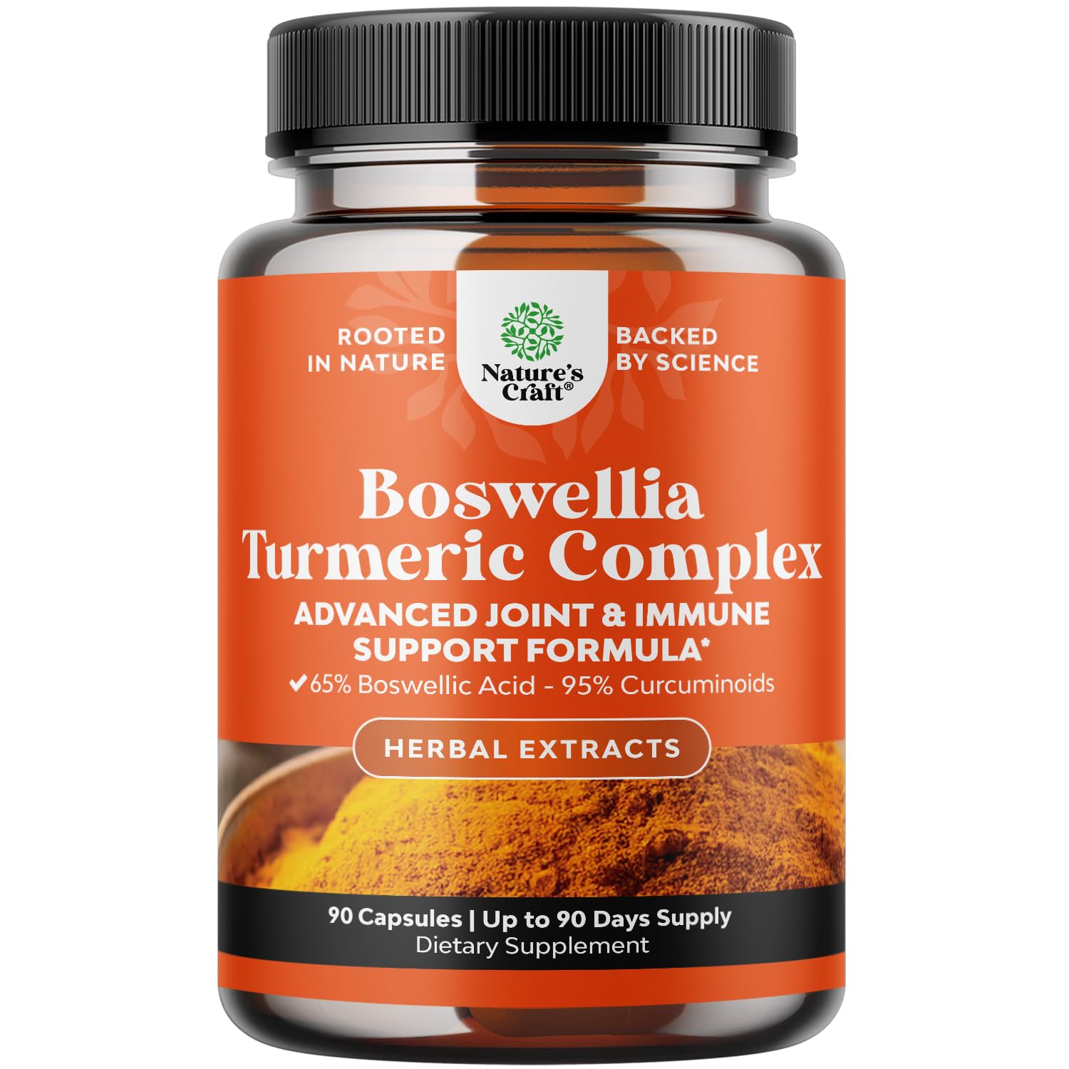 Natures Craft Boswellia Turmeric bottle front for joint support and immune vitality