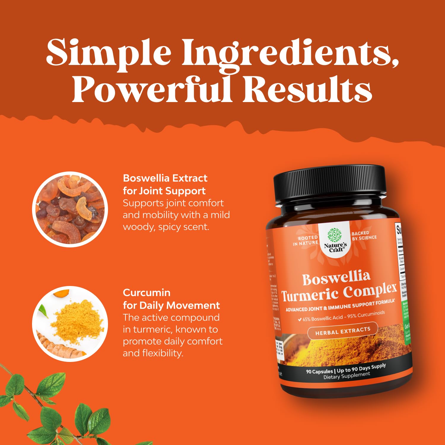 Natures Craft Boswellia Turmeric capsules packaging displayed for easy shopping