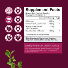 Natures Craft cranberry D-Mannose capsules closeup for urinary wellness.