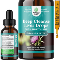 Natures Craft Deep Liver Cleanse bottle being poured for daily detox support.