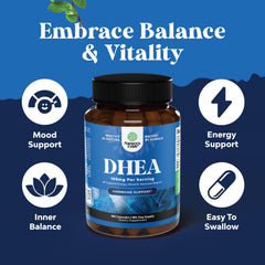 Nature's Craft DHEA label detail emphasizes purity and USA GMP-tested production