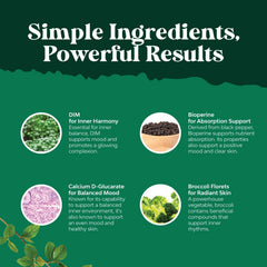 Natures Craft Pure DIM bottle beside broccoli florets signals natural ingredients