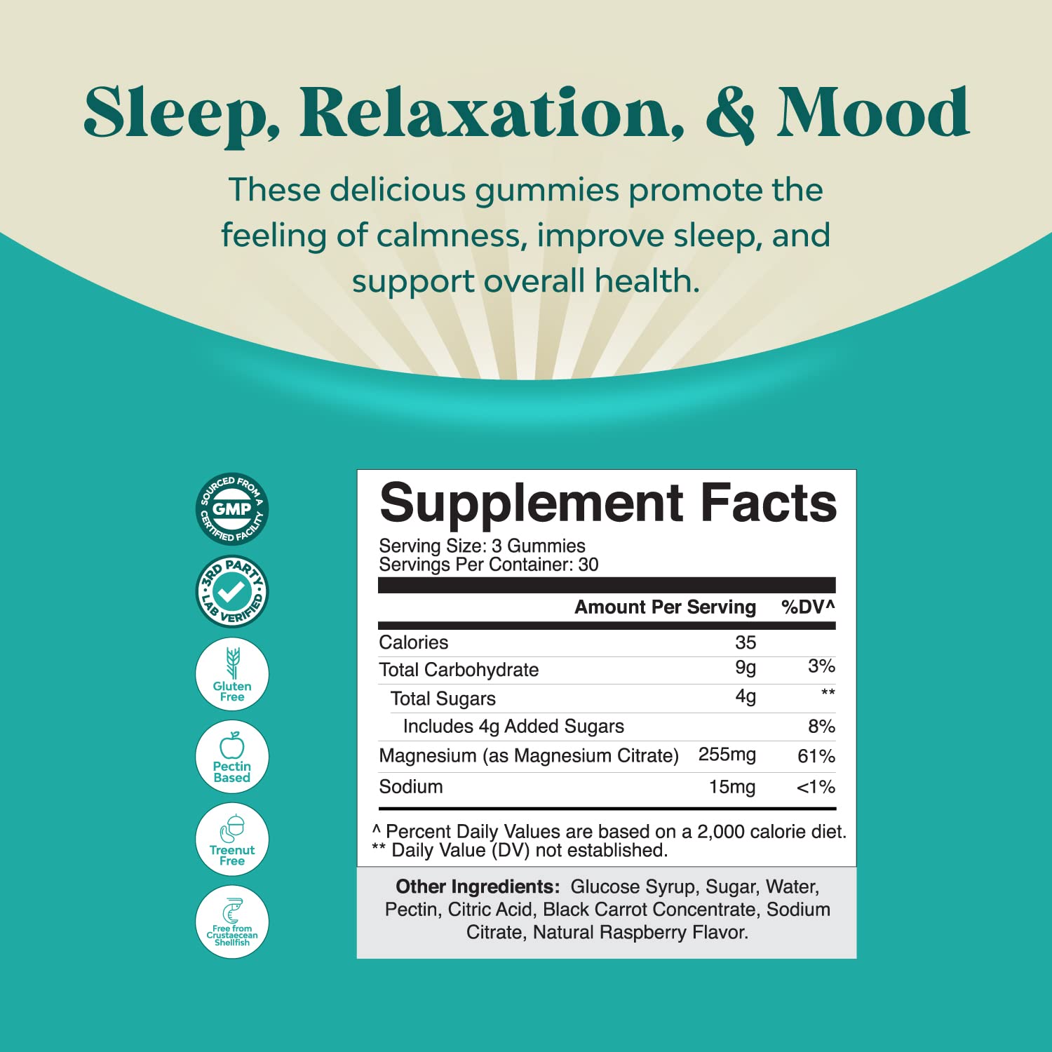 Natures Craft Raspberry gummies jar-closeup highlighting high absorption magnesium citrate for adults