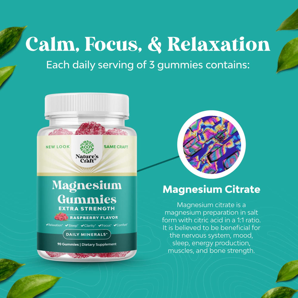 Natures Craft Magnesium citrate gummy pour demonstrating easy dosage for evenings