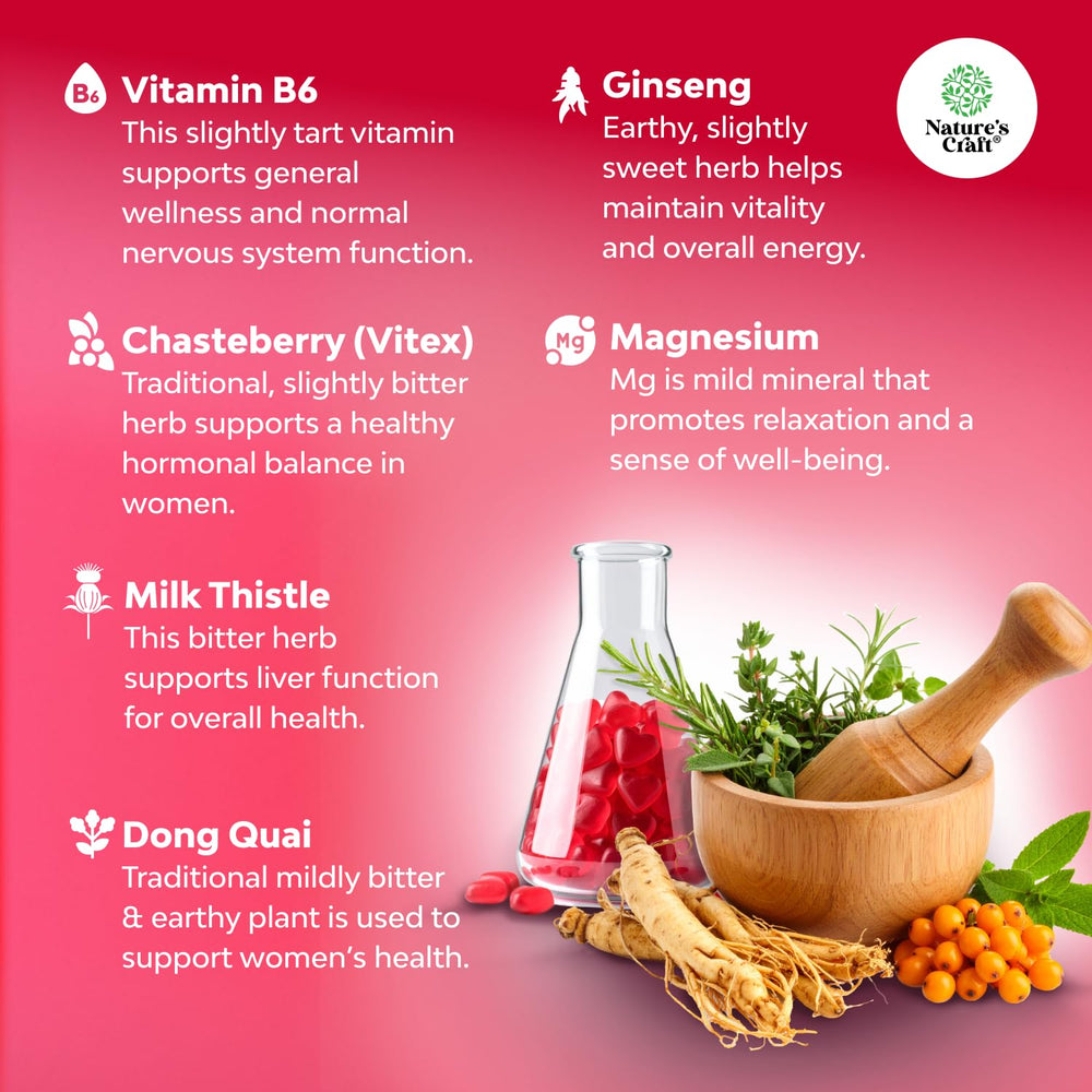 Natures Craft Hormone Balance Gummies bottle open for easy routine.