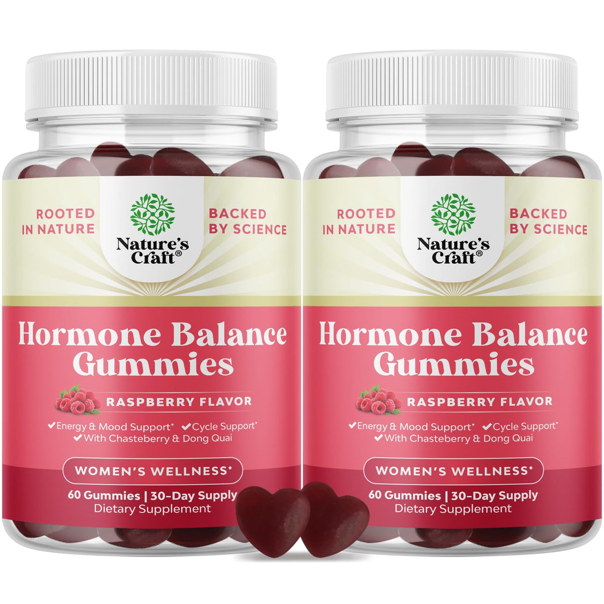 Natures Craft Hormone Balance Gummies bottle promoting mood and energy.