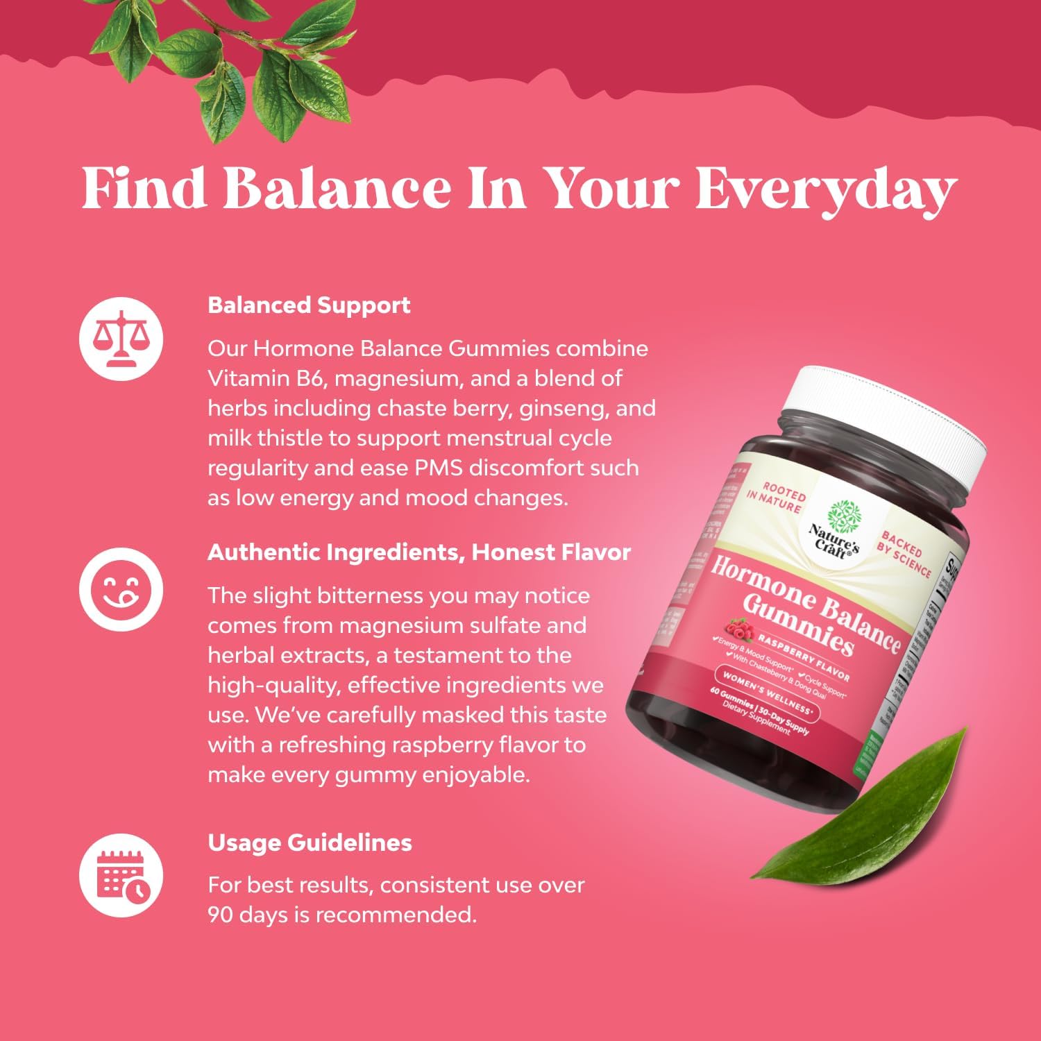 Natures Craft Hormone Balance Gummies in hand for on-the-go use.