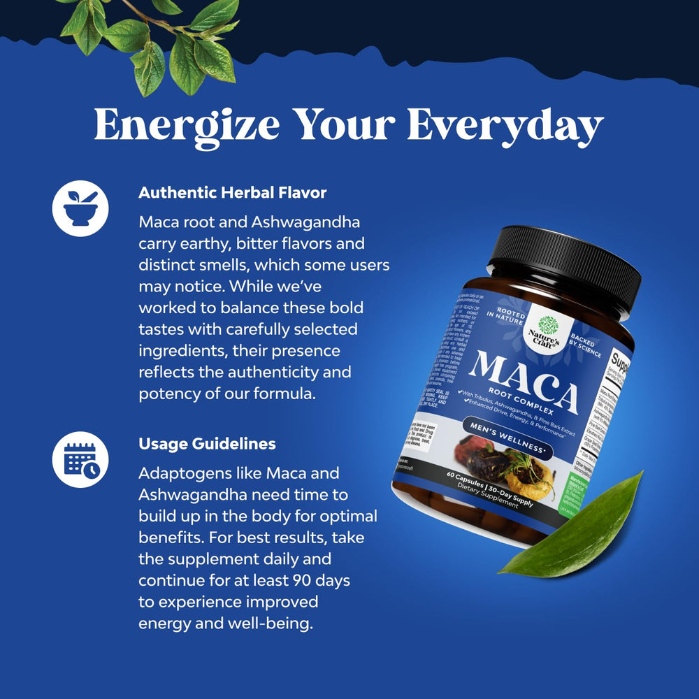 Nature's Craft label ingredients panel shows key botanicals for informed use