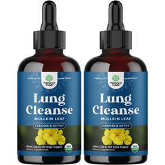 Natures Craft Mullein Drops bottle closeup showing organic blend for lung support