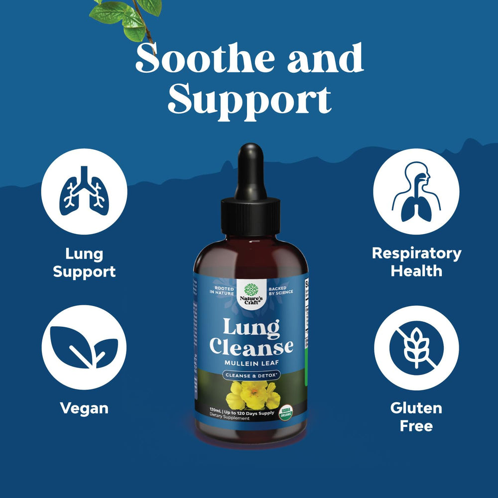 Natures Craft Mullein Drops bottle on desk ready for daily breathing care