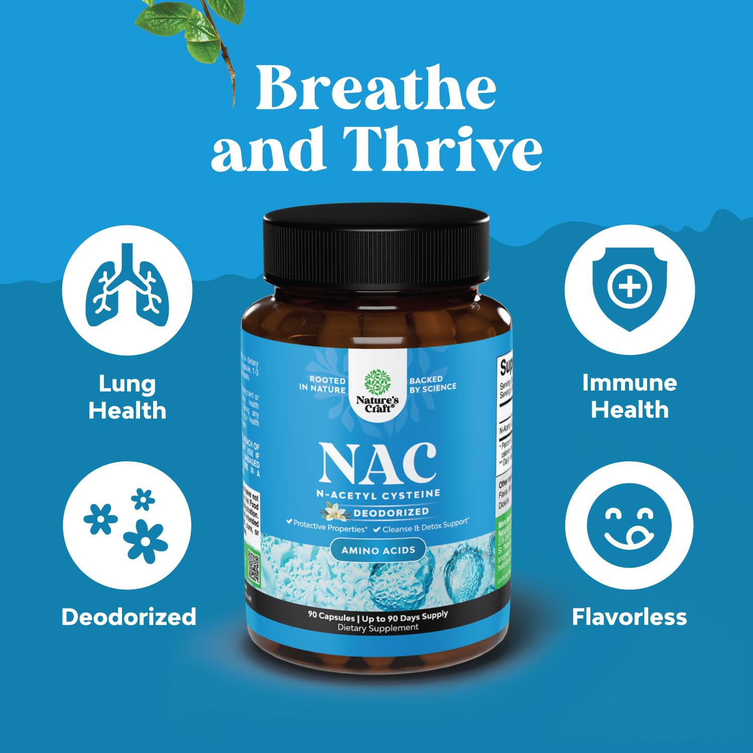 Natures Craft NAC mano sosteniendo la botella