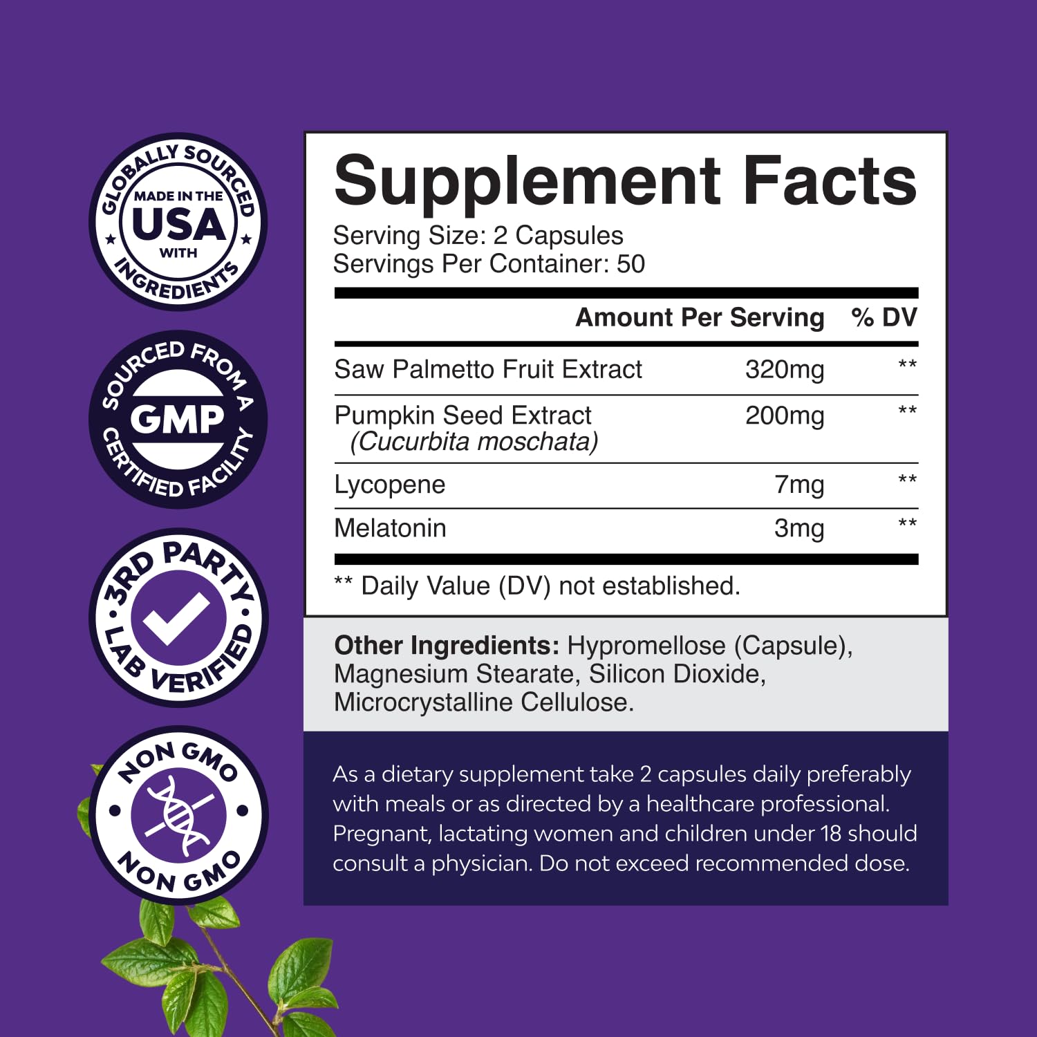 Nature's Craft Nighttime Defense capsules close-up highlighting melatonin 3 mg.
