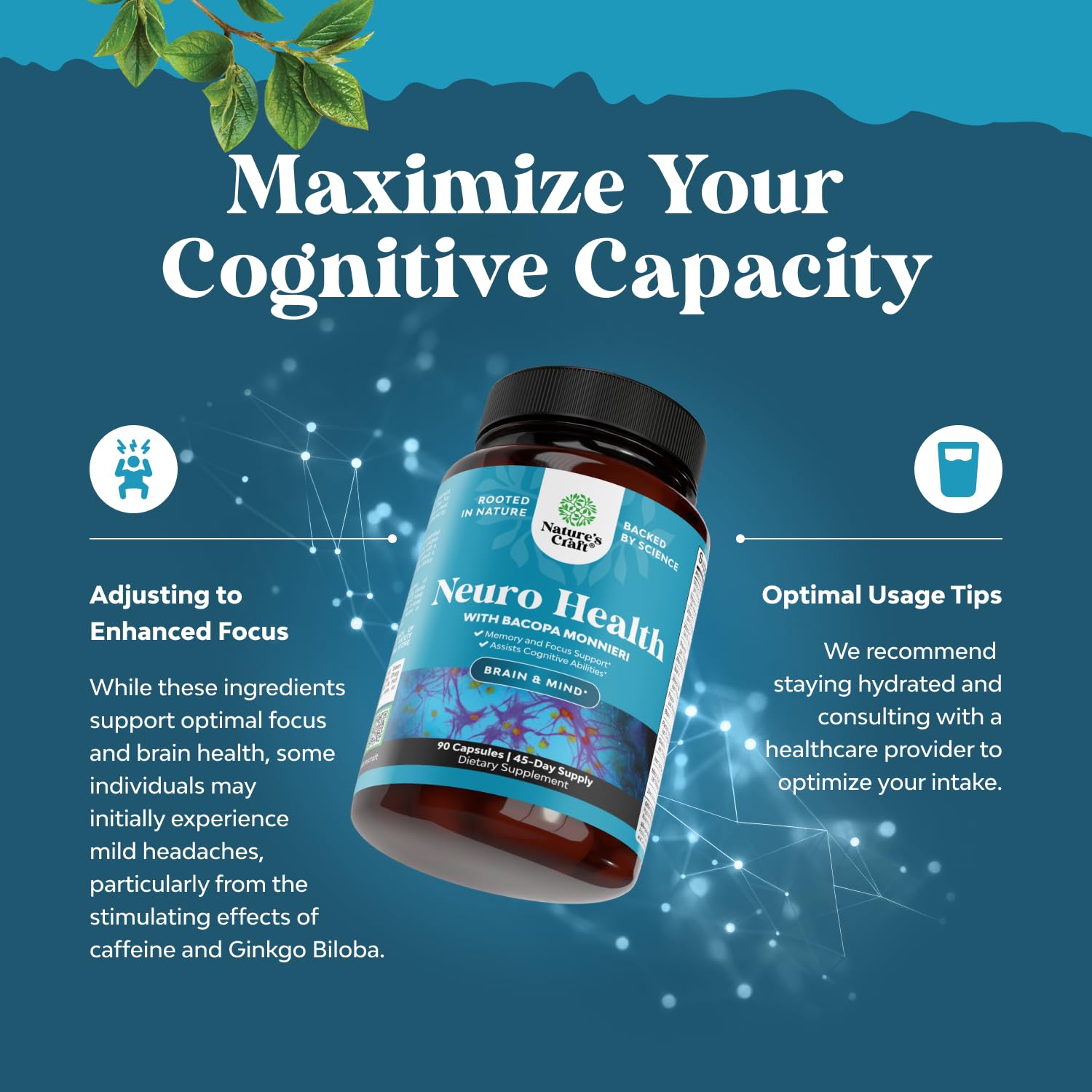 Natures Craft bottle with ingredients layout shows comprehensive cognitive support.