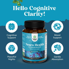 Natures Craft capsules in hand suggest portable focus support.