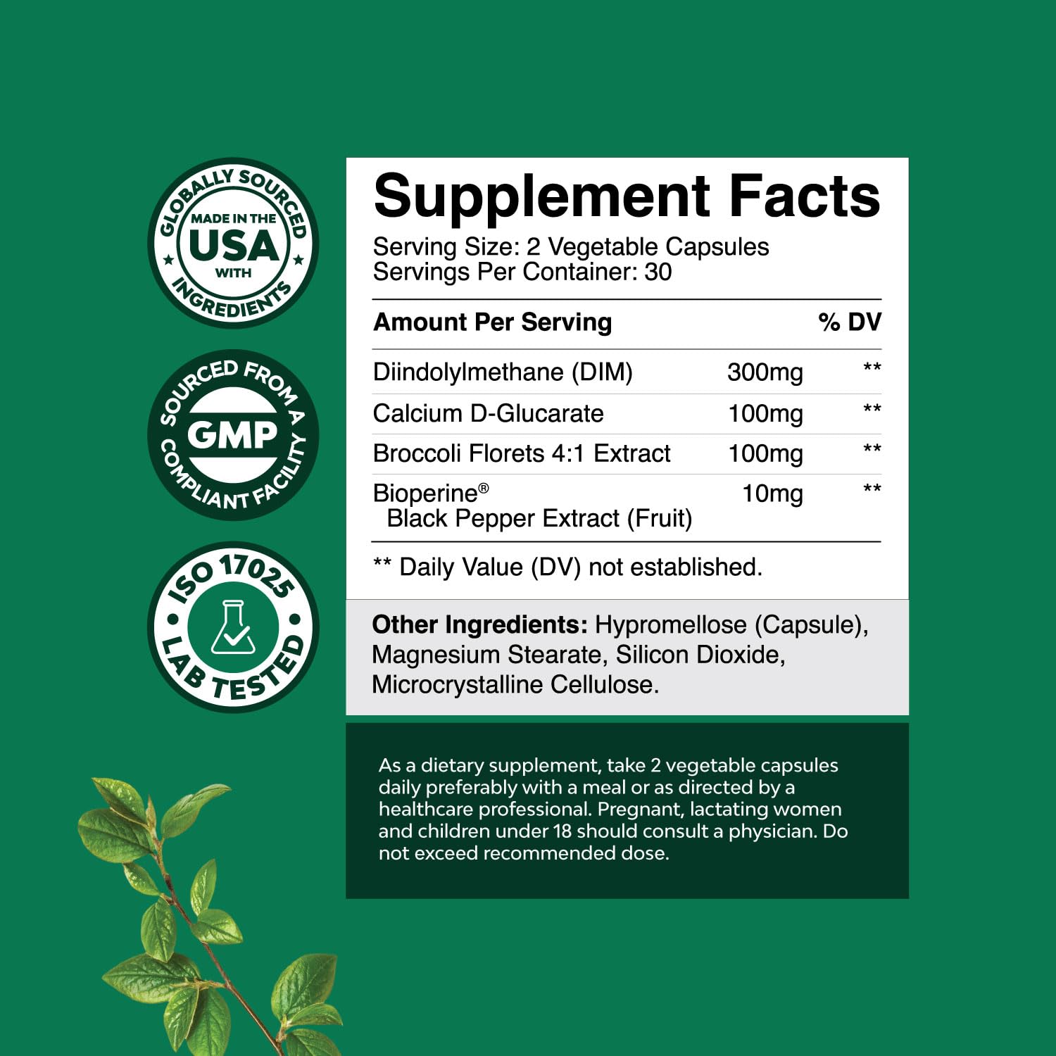 Natures Craft Pure DIM capsules close-up highlighting potency for men's testosterone balance