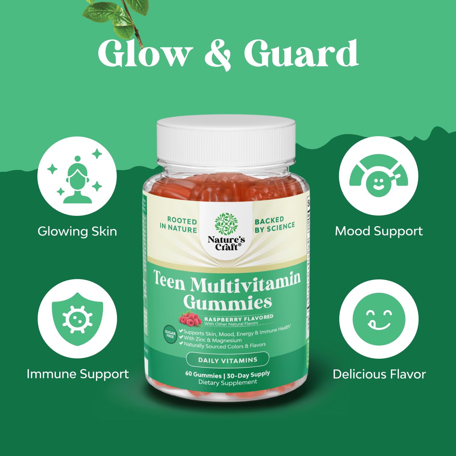 Natures Craft Teen Multivitamin Gummies gummy-in-mouth demonstrates convenient daily intake