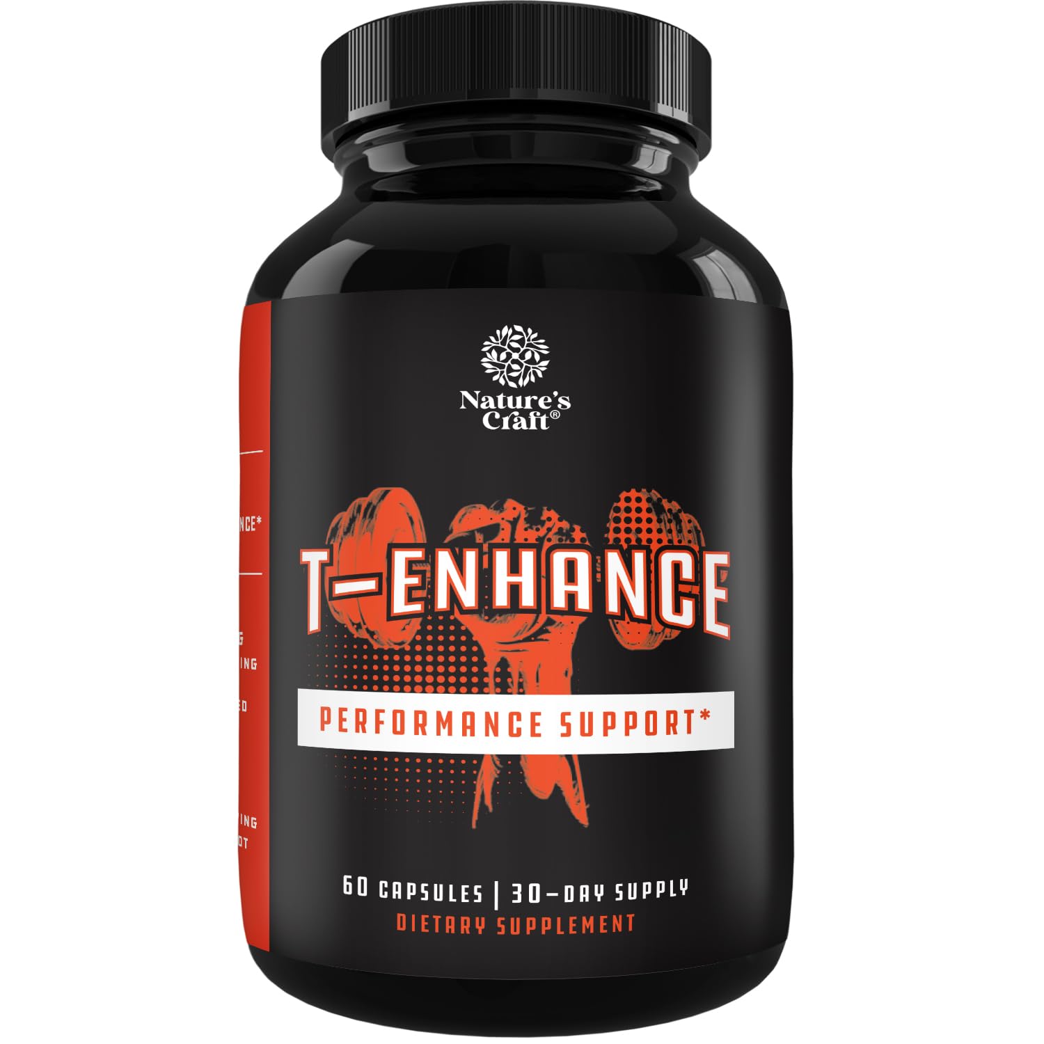 Natures Craft testosterone supplement bottle front view for daily energy support.