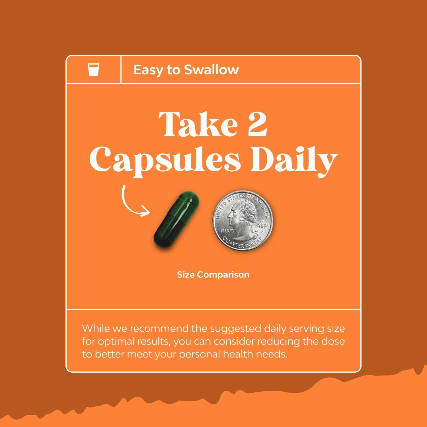 Natures Craft Thyroid Support dose chart demonstrating two-capsule daily routine.