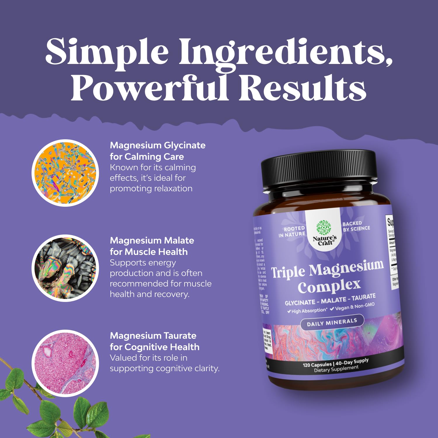 Natures Craft Triple Magnesium capsules pour showing easy dosing