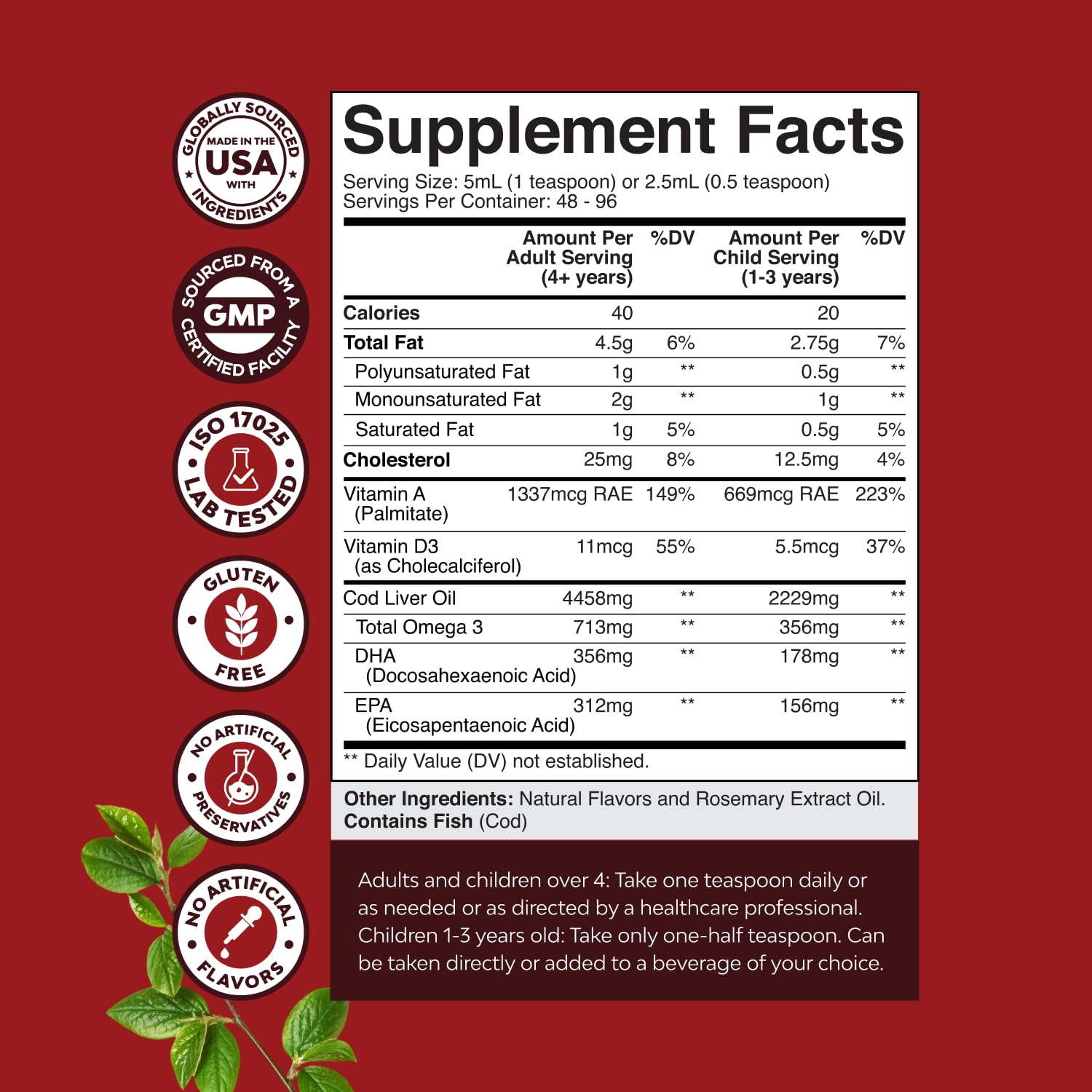 Natures Craft wild-caught cod liver oil drops highlight convenient, tasteless omega-3 delivery.