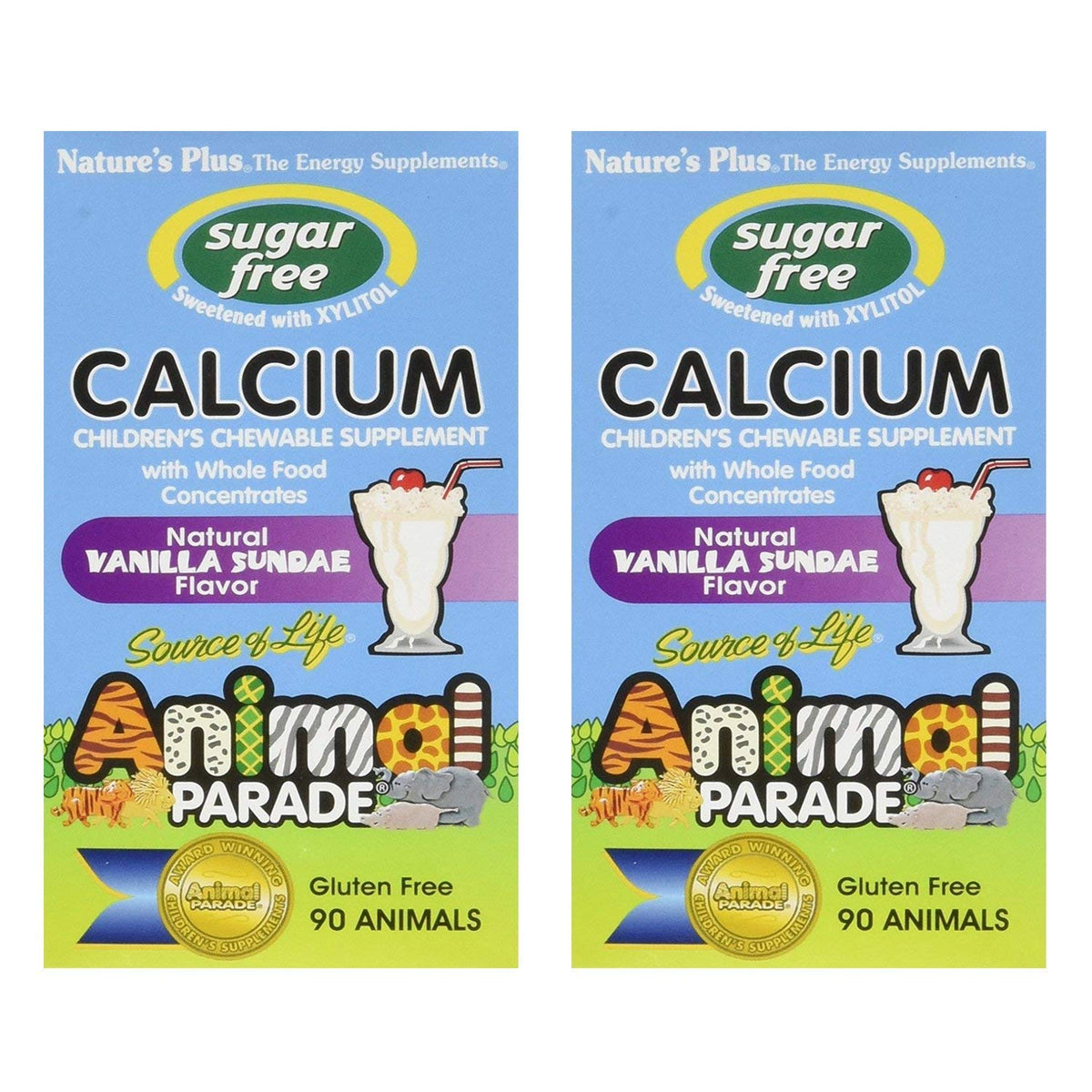 NaturesPlus Animal Parade calcium chews in bear shapes with vanilla sundae flavor for kids' daily calcium