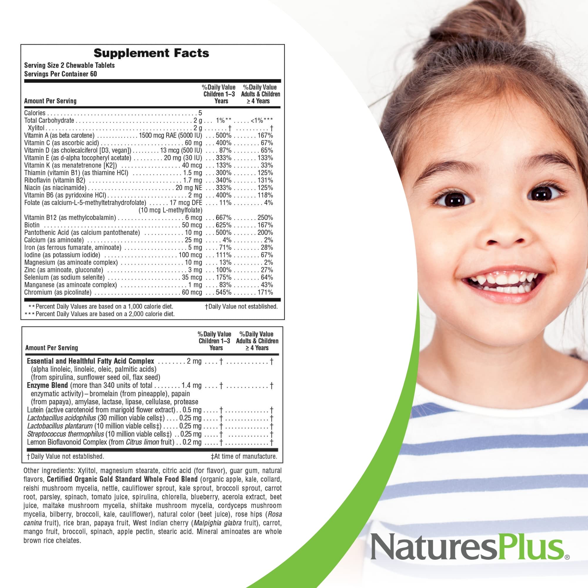 NaturesPlus Animal Parade Gold uses organic whole foods as a nutritious base.