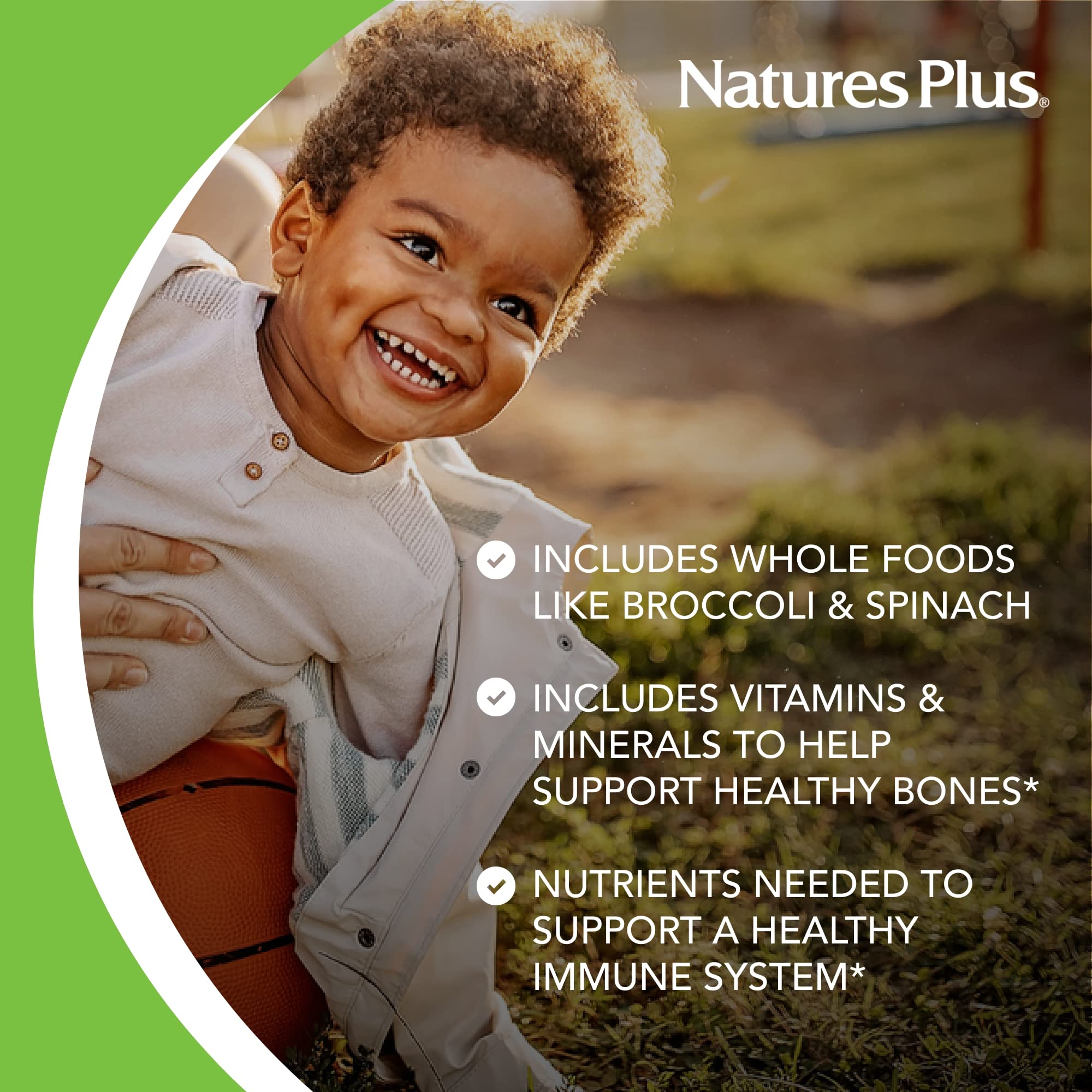NaturesPlus Animal Parade Grape label with gluten-free and vegetarian badges