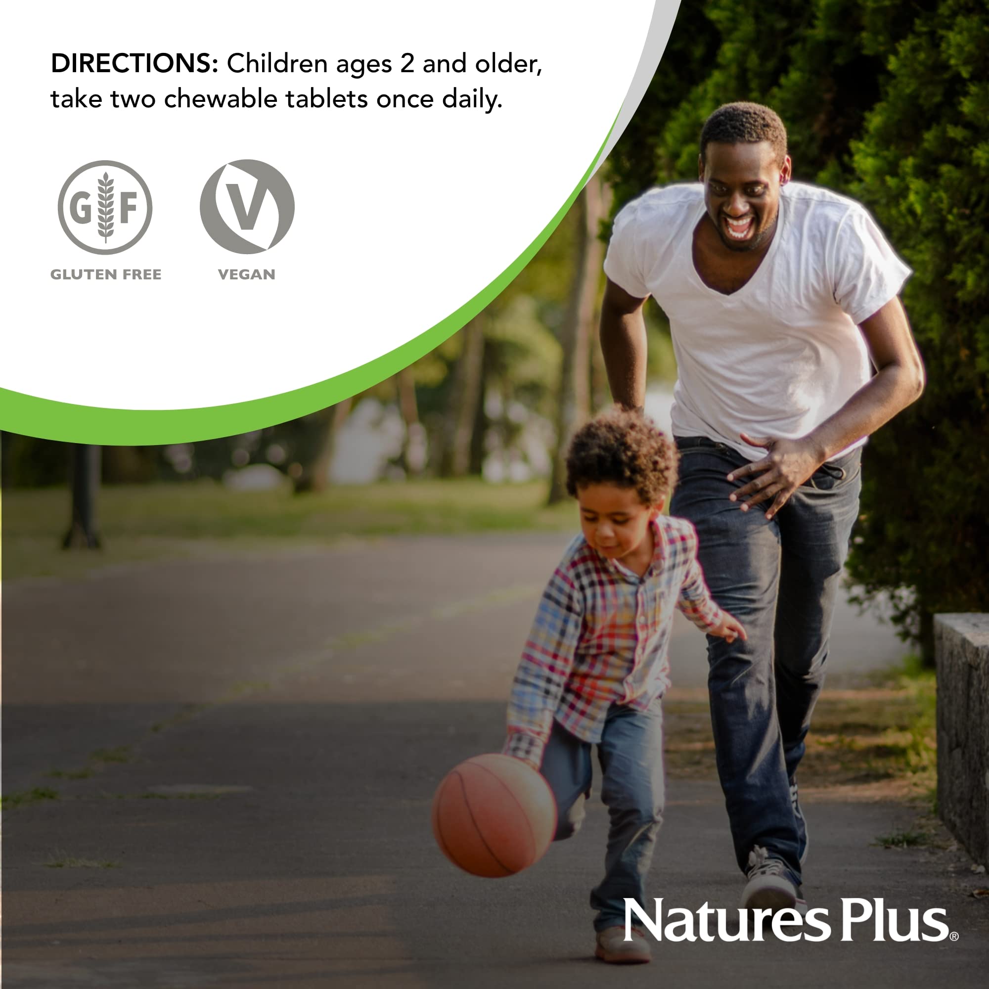 NaturesPlus Animal Parade cherry chewables box packaging highlighting vegetarian and gluten-free features