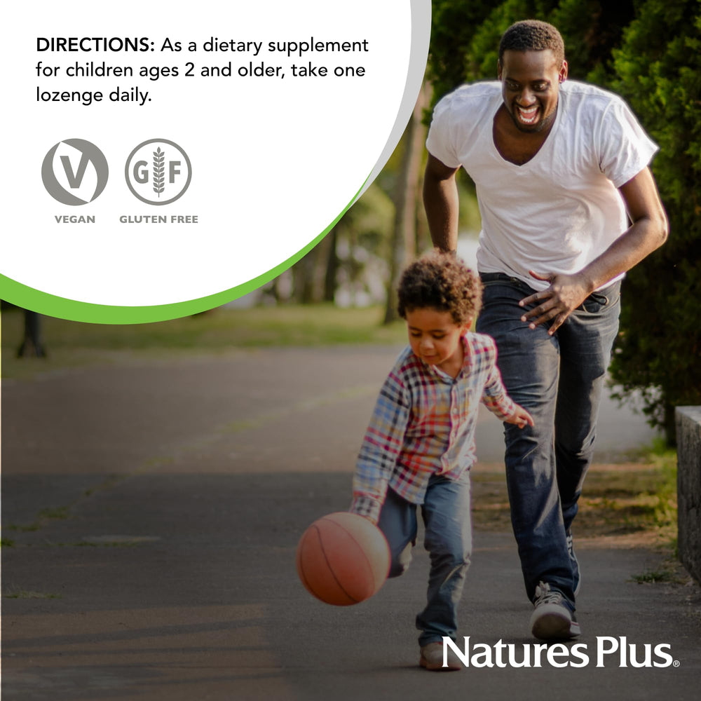 NaturesPlus KidZinc ingredient panel highlights organically chelated zinc