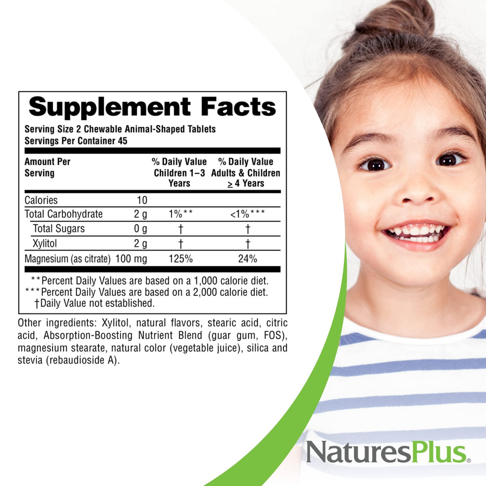 Sugar-free banner on NaturesPlus MagKidz packaging for sugar-conscious families