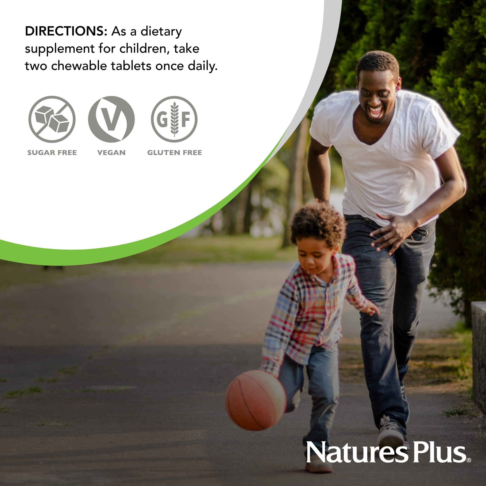 NaturesPlus Animal Parade bottle with bright tablets encourages routine for kids