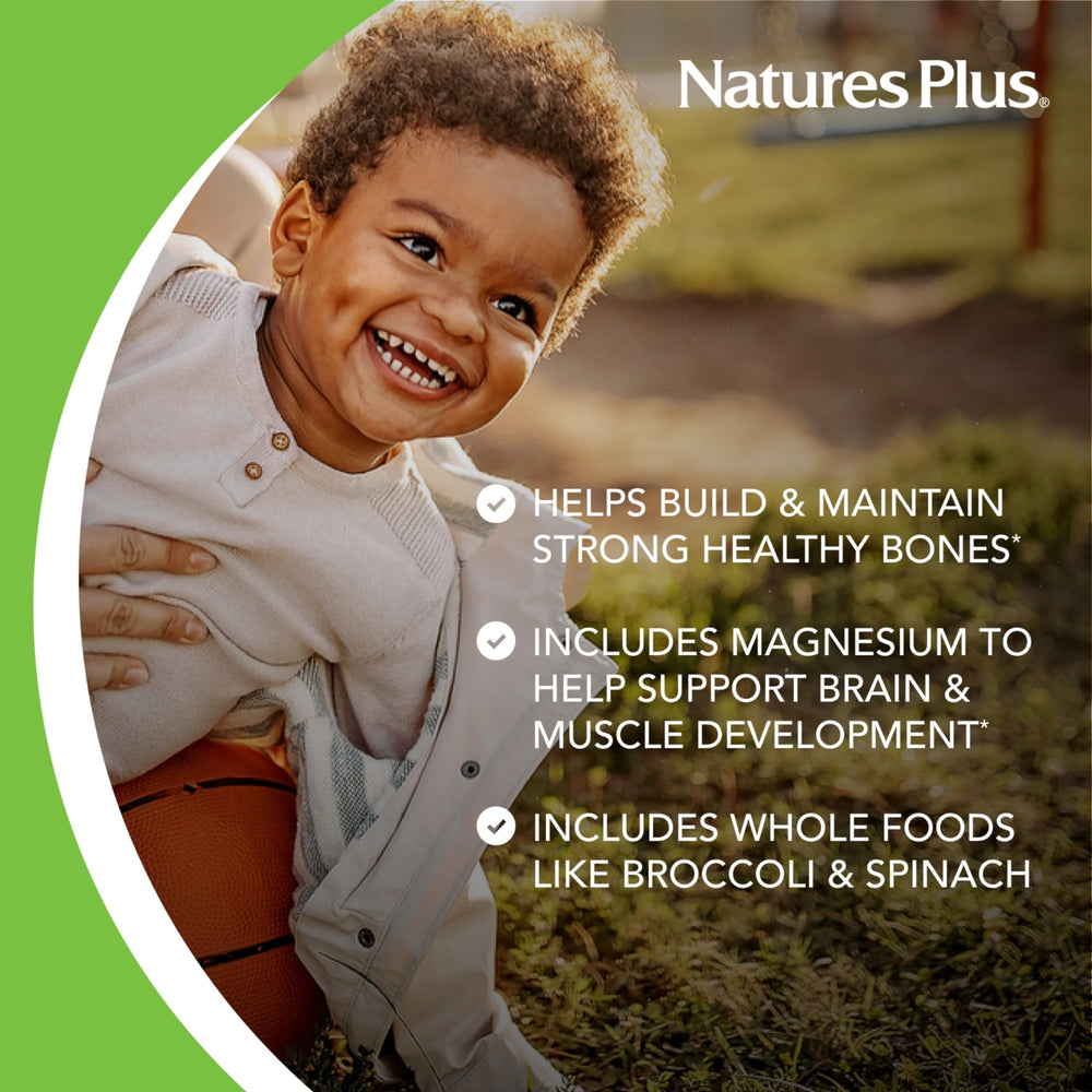 NaturesPlus Animal Parade plant-based ingredients spinach broccoli dates image for wholesome nutrition.