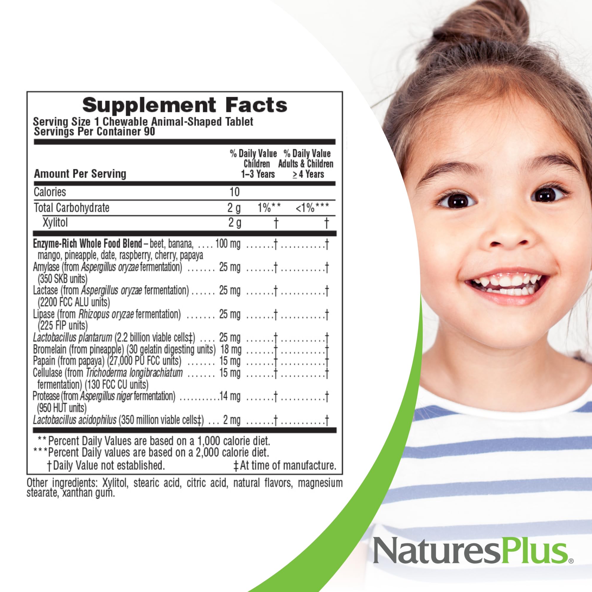 NaturesPlus Animal Parade Tummy Zyme is gluten-free and vegetarian for families.