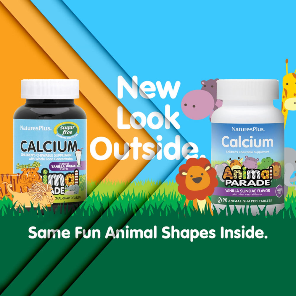 Close-up of NaturesPlus Animal Parade vanilla chewables in animal shapes.