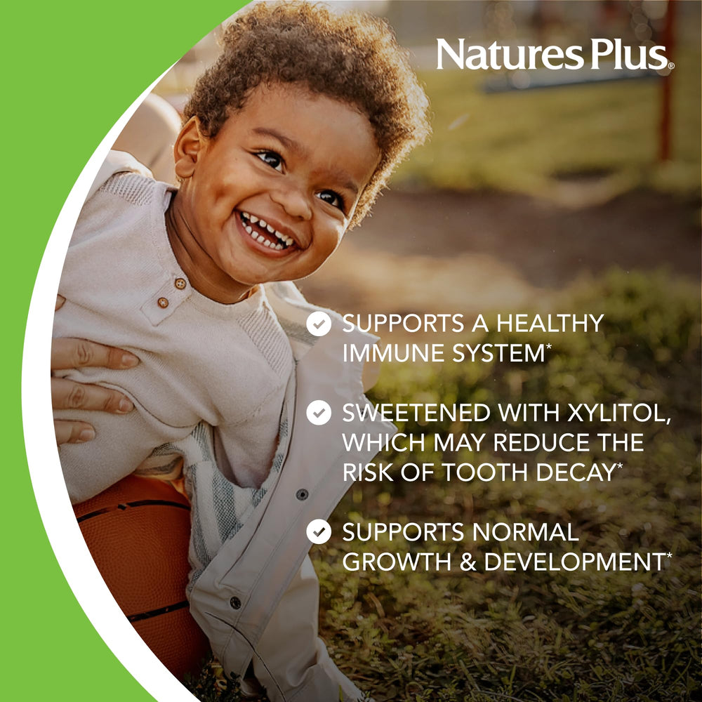 NaturesPlus Animal Parade Gold vegan gluten-free ingredients visual emphasizes allergen-friendly option.