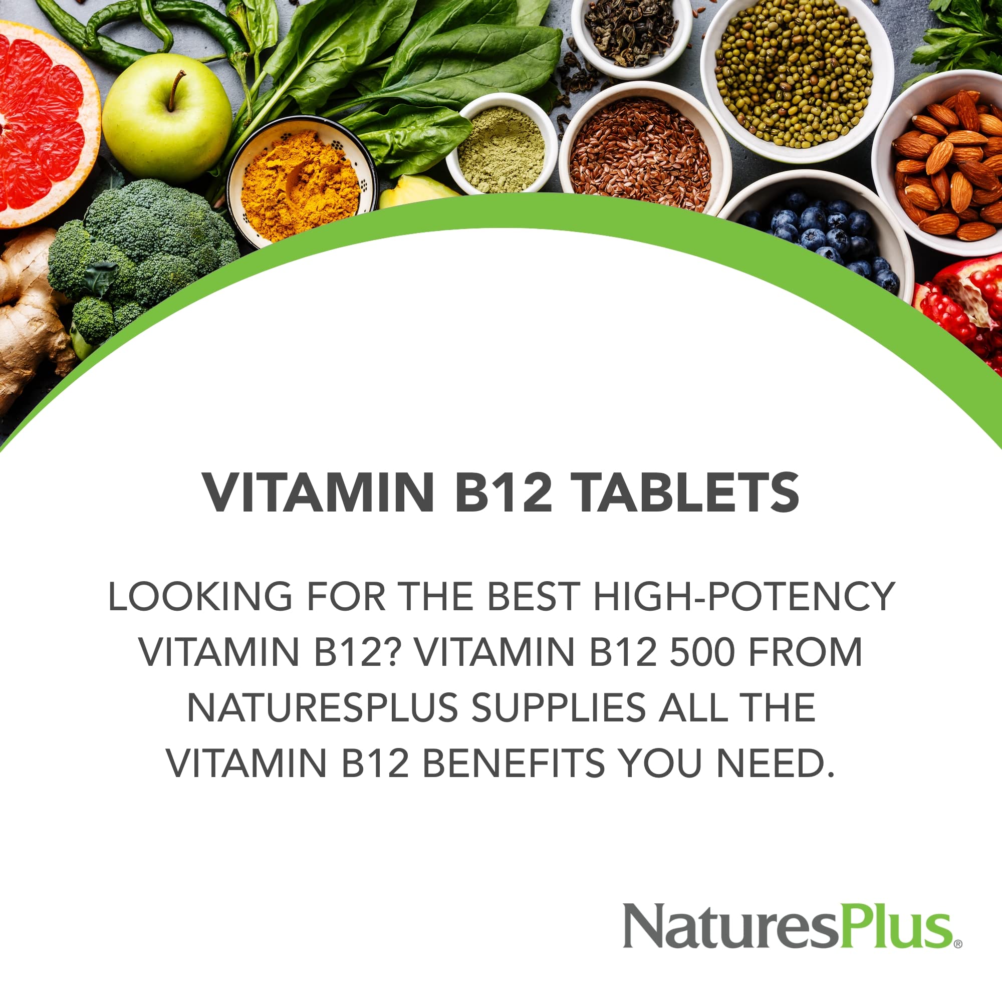 Vegetarian-friendly NaturesPlus B12 tablets in bottle