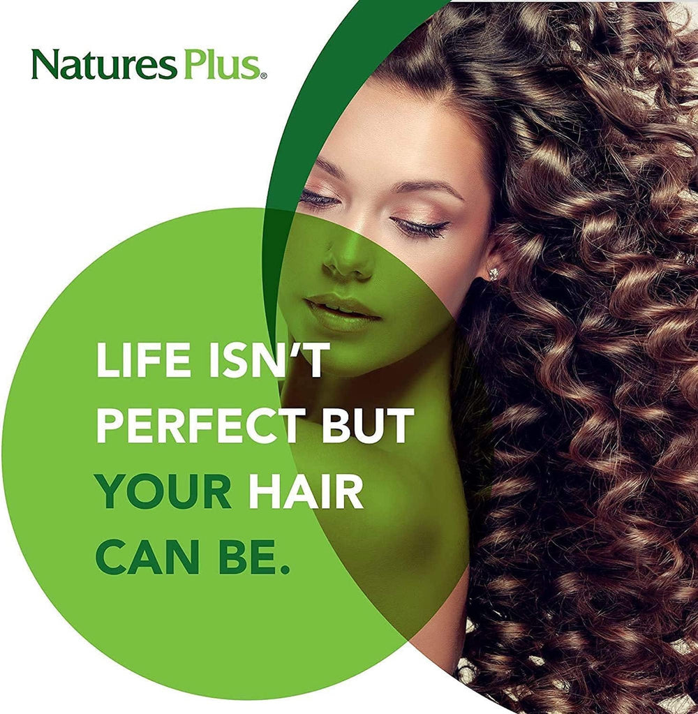 NaturesPlus Biotin sustained-release tablets showing 90 servings value.