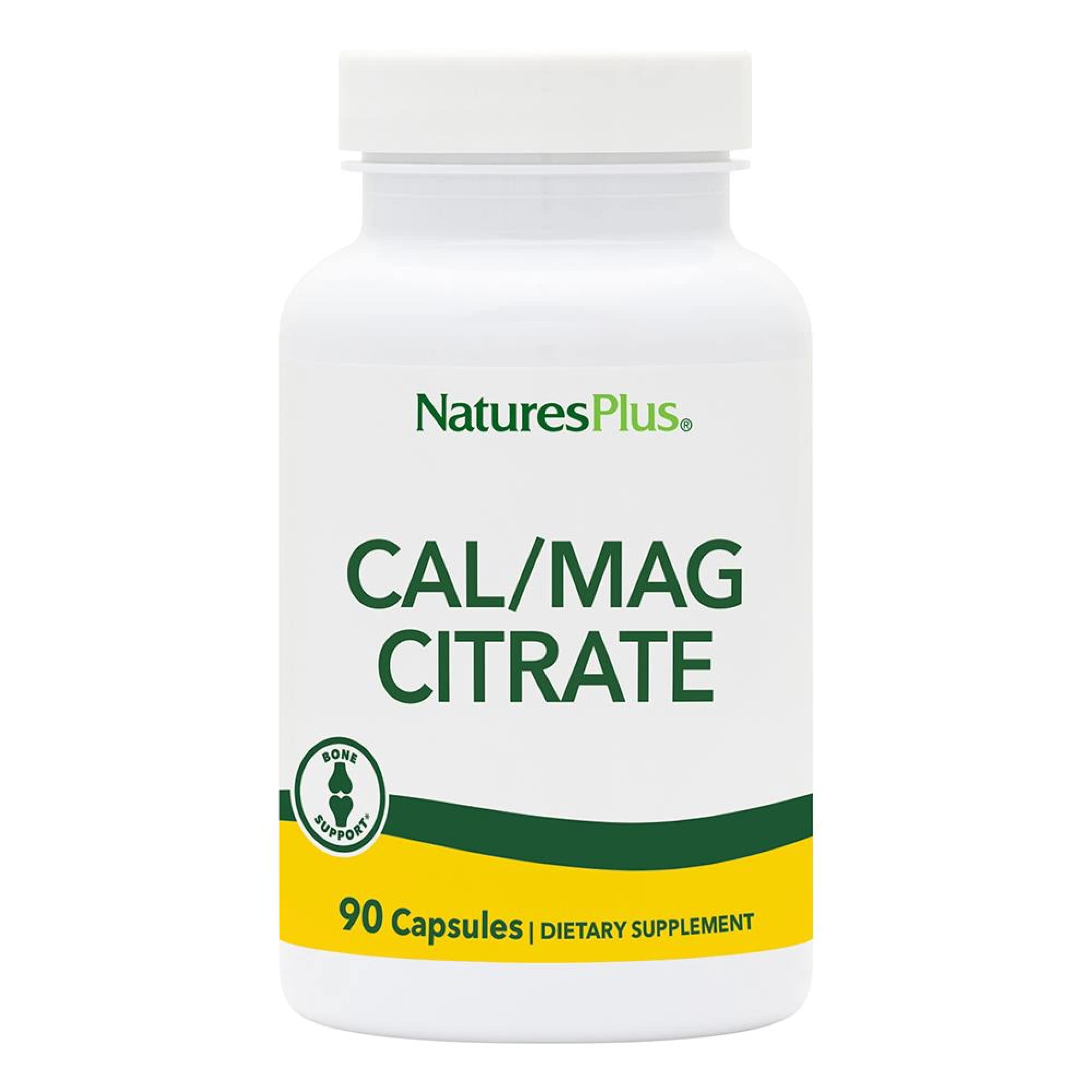NaturesPlus Cal/Mag Citrate bottle with label suggesting daily mineral support