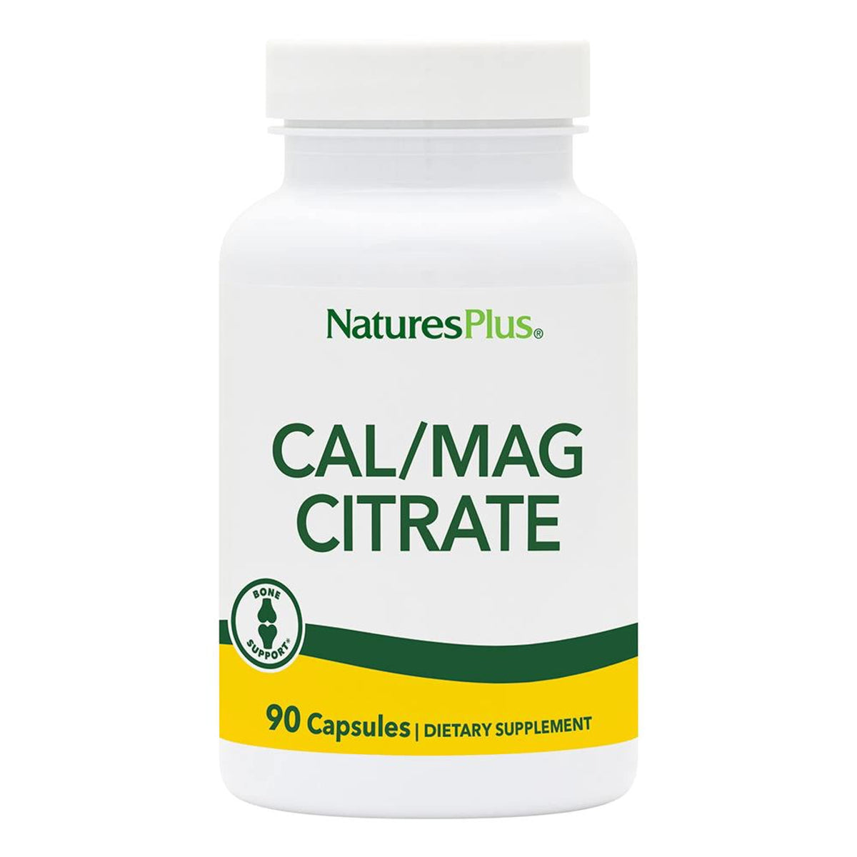 NaturesPlus Cal/Mag Citrate bottle with label suggesting daily mineral support