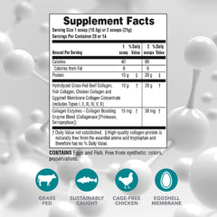 Nature's Plus Collagen Peptides scoop beside a glass for easy daily use.